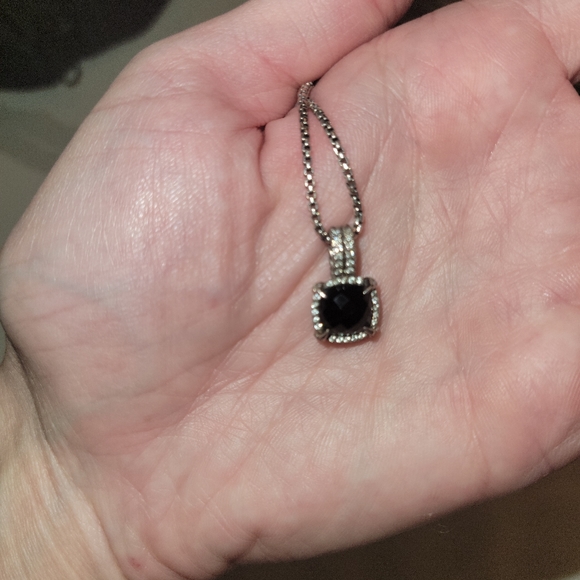 DAVID YURMAN black onyx and diamond pendant necklace with chain - Picture 6 of 13